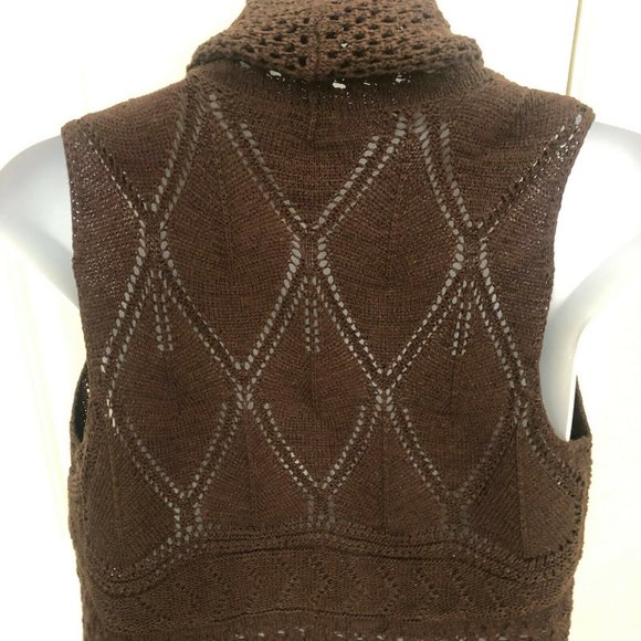 Multiples Open Knit Brown open front Vest Large - Picture 12 of 12